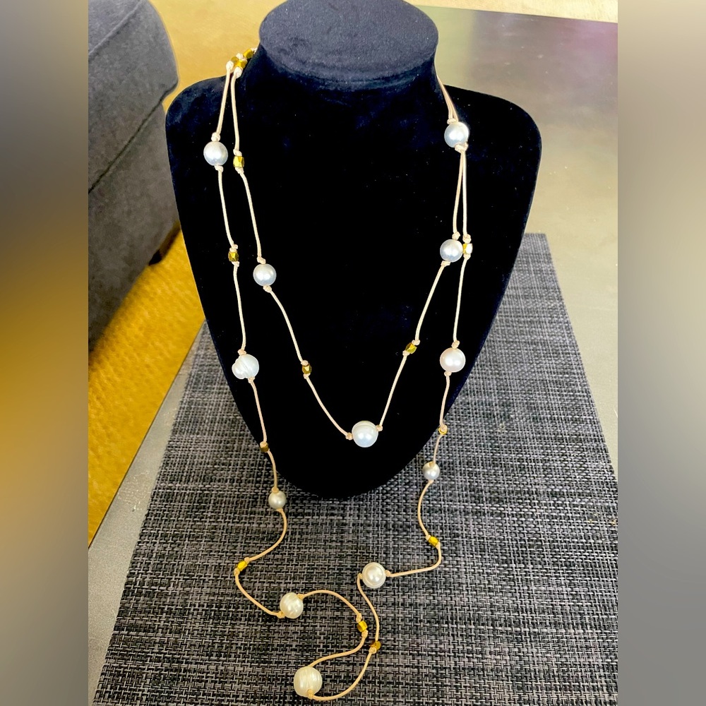 Lucky Brand pearl and gold bead necklace